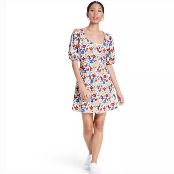 RIXO x Target Multicolor Floral Mini Dress Button Front Linen Blend Retro Sz 4 - Picture 3 of 9